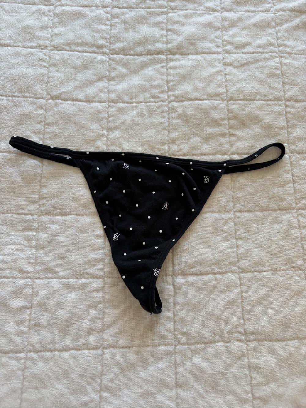 Victoria's Secret Black Polka Dot Thong